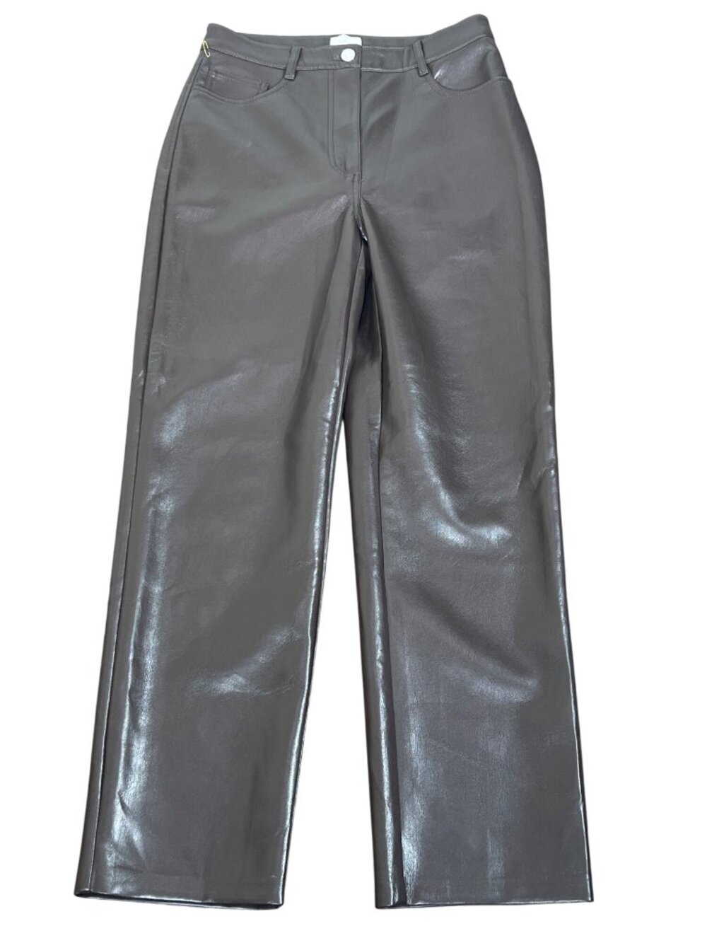 ARITZIA WILFRED Melina Faux Leather Pants Straight Leg Brown Sz 6 NWOT